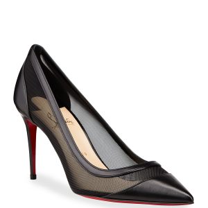 Christian Louboutin Galativi Mesh & Leather Red Sole Pumps